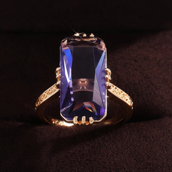 🎀18k/925 Luxury Statement Amethyst Ring - Picture 4 of 7